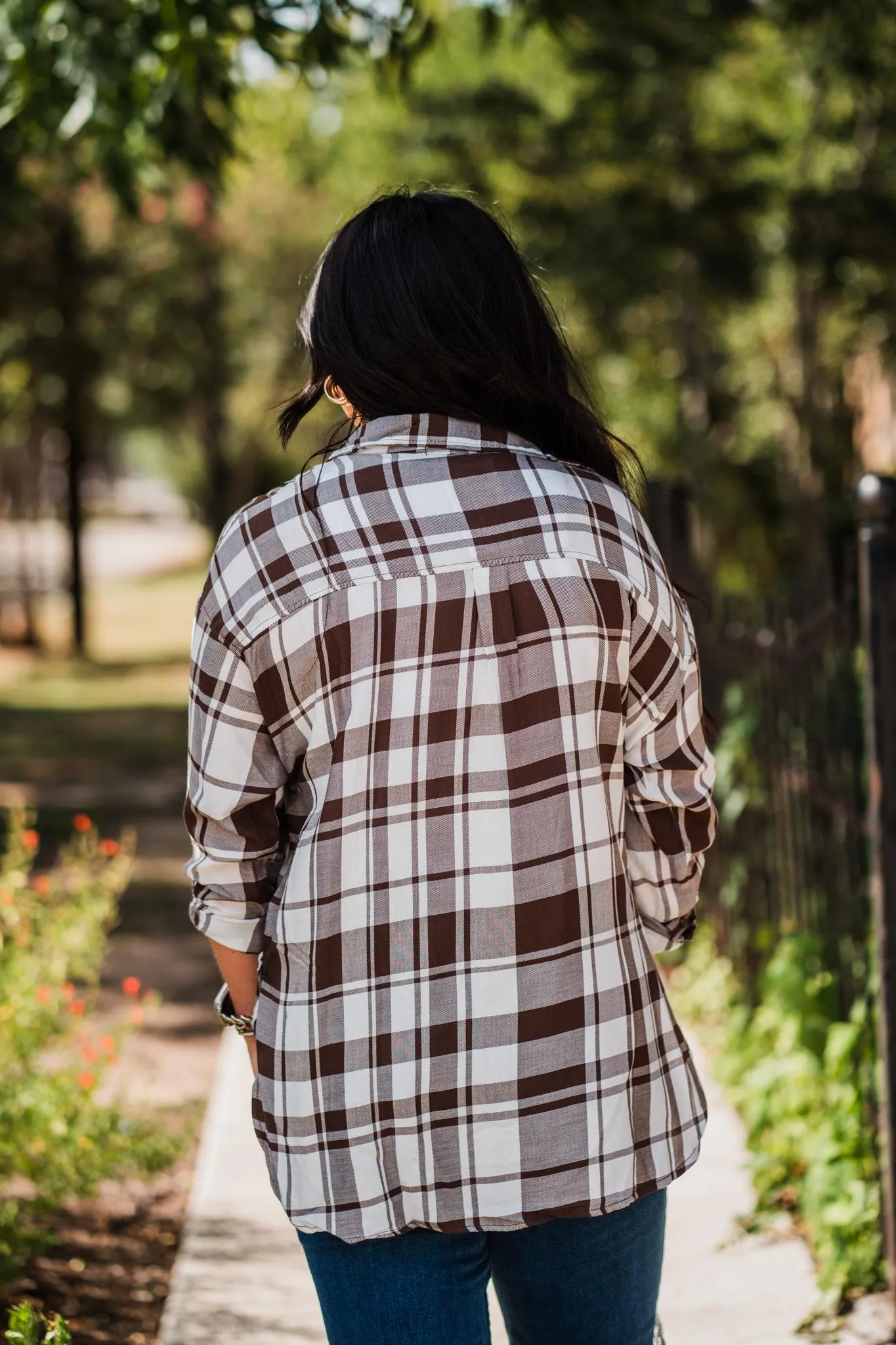 Brown and White Lightweight Plaid Button Shirt Pack (1/1/1)