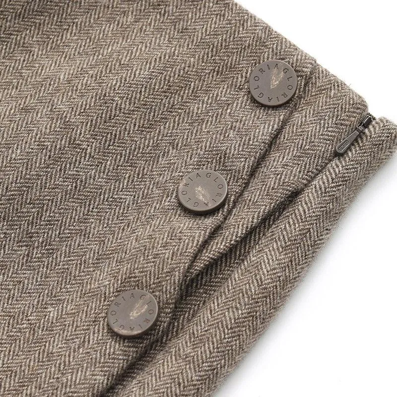 Brown Tweed Wool Shorts