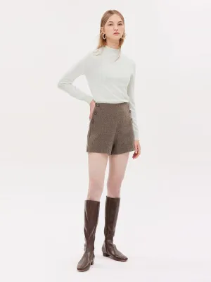 Brown Tweed Wool Shorts