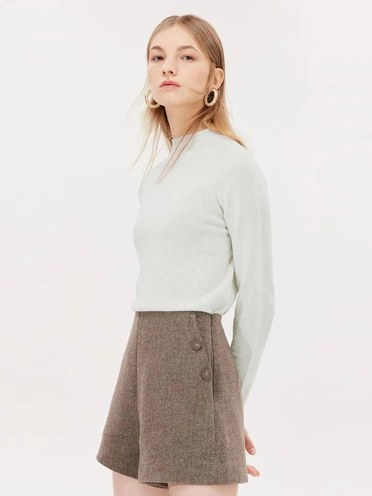 Brown Tweed Wool Shorts