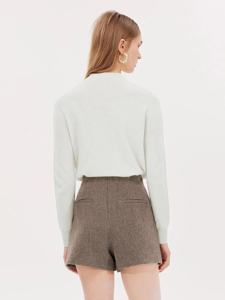 Brown Tweed Wool Shorts
