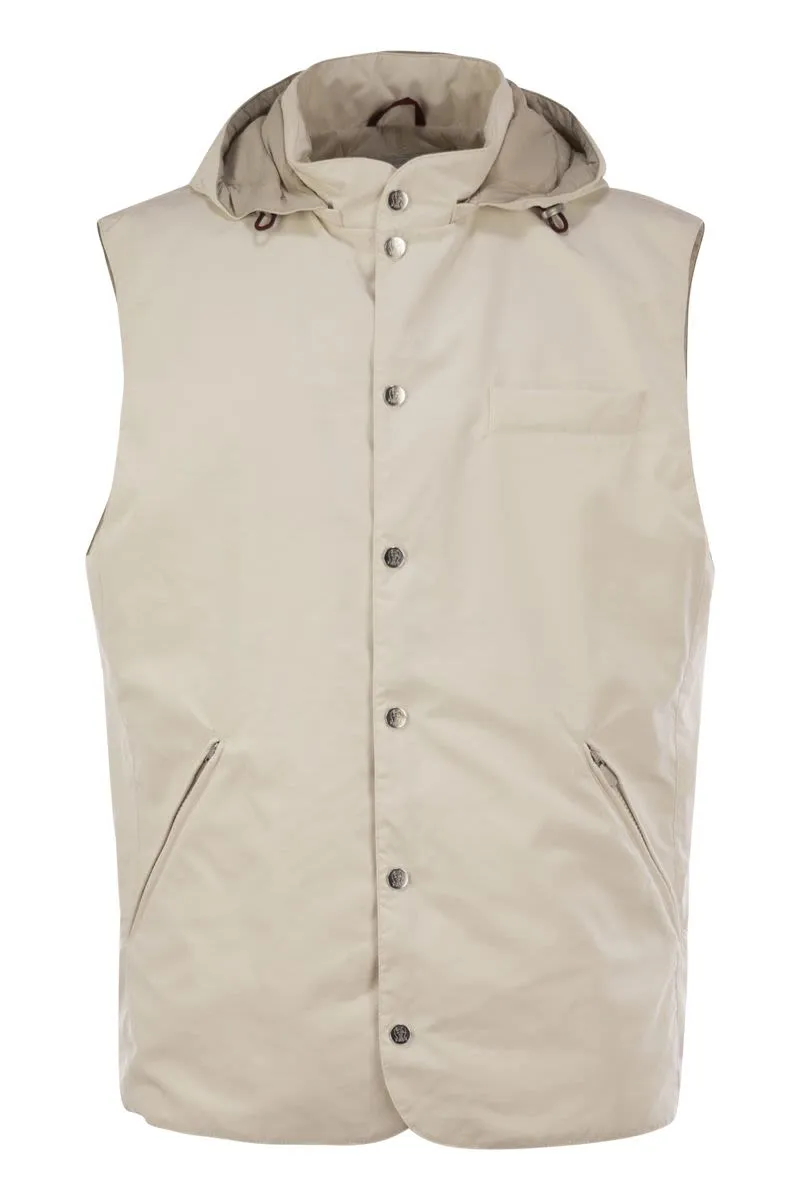 BRUNELLO CUCINELLI Water-Repellent Microfiber Vest with Thermore® Padding and Detachable Hood