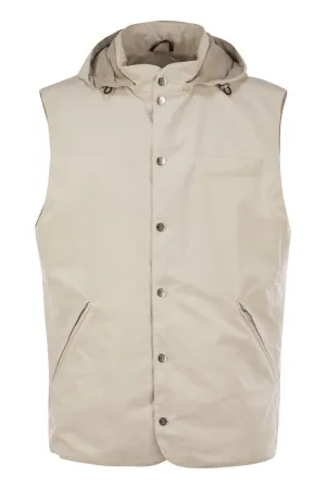 BRUNELLO CUCINELLI Water-Repellent Microfiber Vest with Thermore® Padding and Detachable Hood