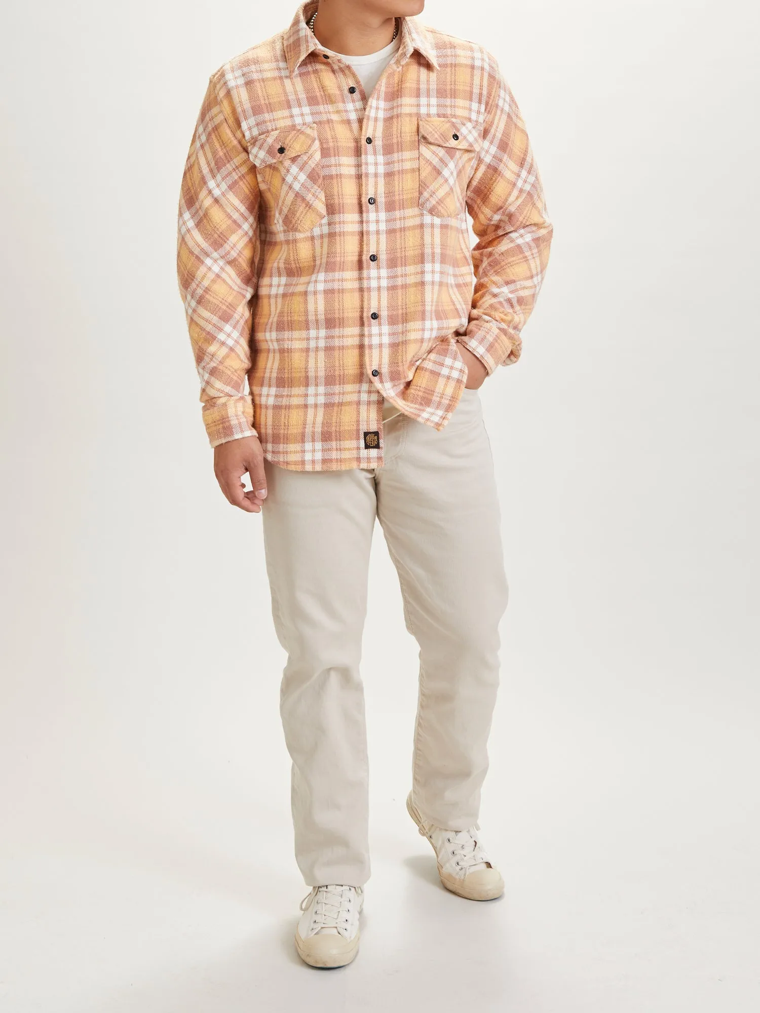 Bryson Flannel Shirt in Sunfaded Ochre