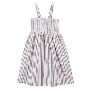 Camel & Navy Seersucker Sundress