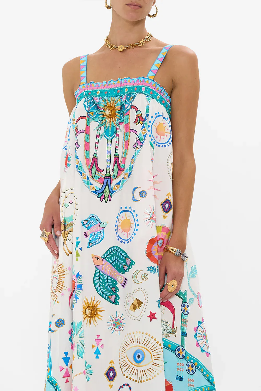 CAMILLA - Wide Strap Sundress Living in Colour