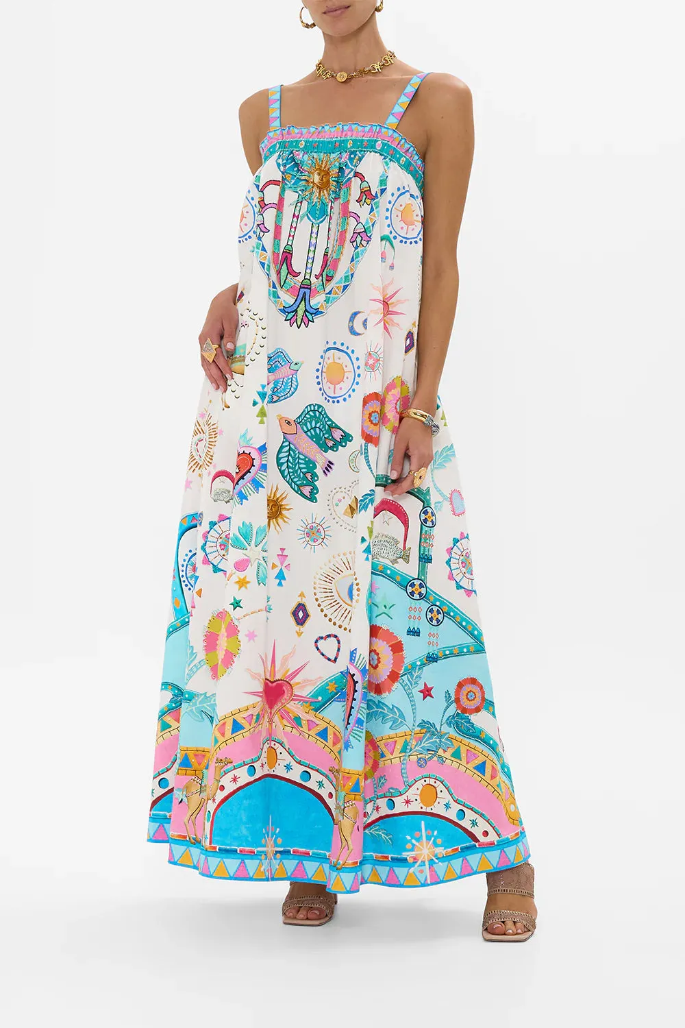 CAMILLA - Wide Strap Sundress Living in Colour