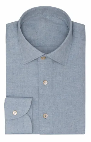Canclini Light Blue Chambray Organic Cotton Flannel Plain Weave