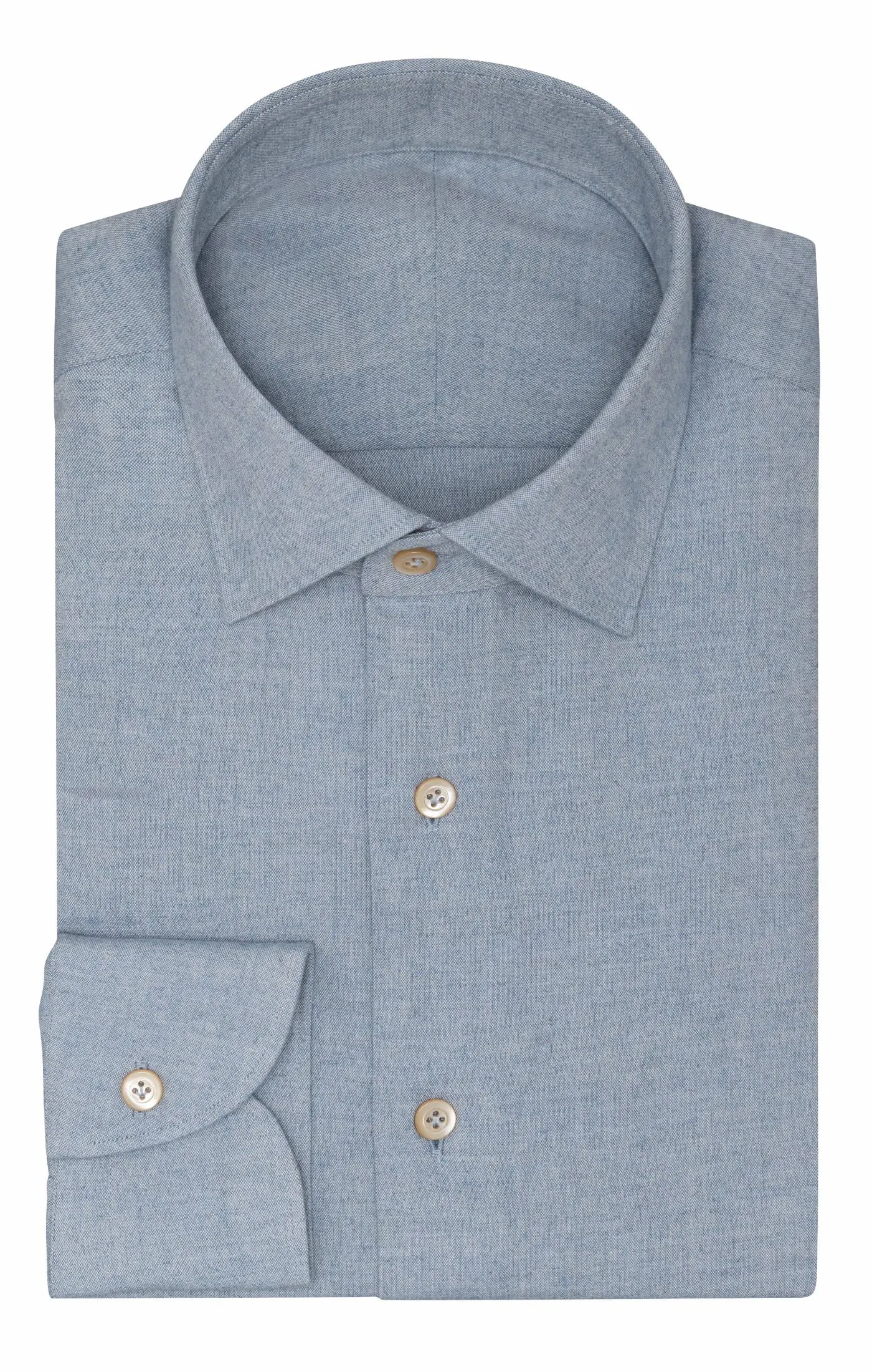 Canclini Light Blue Chambray Organic Cotton Flannel Plain Weave