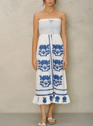 Carmi Sundress - Ecru/Blue