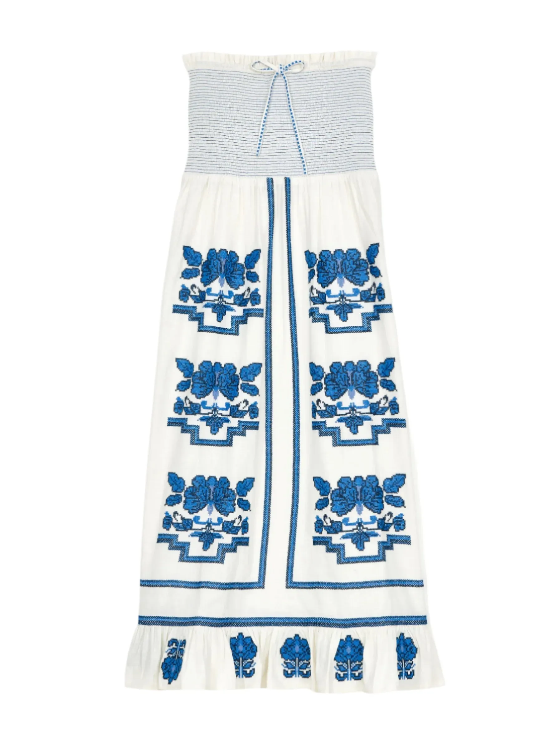 Carmi Sundress - Ecru/Blue
