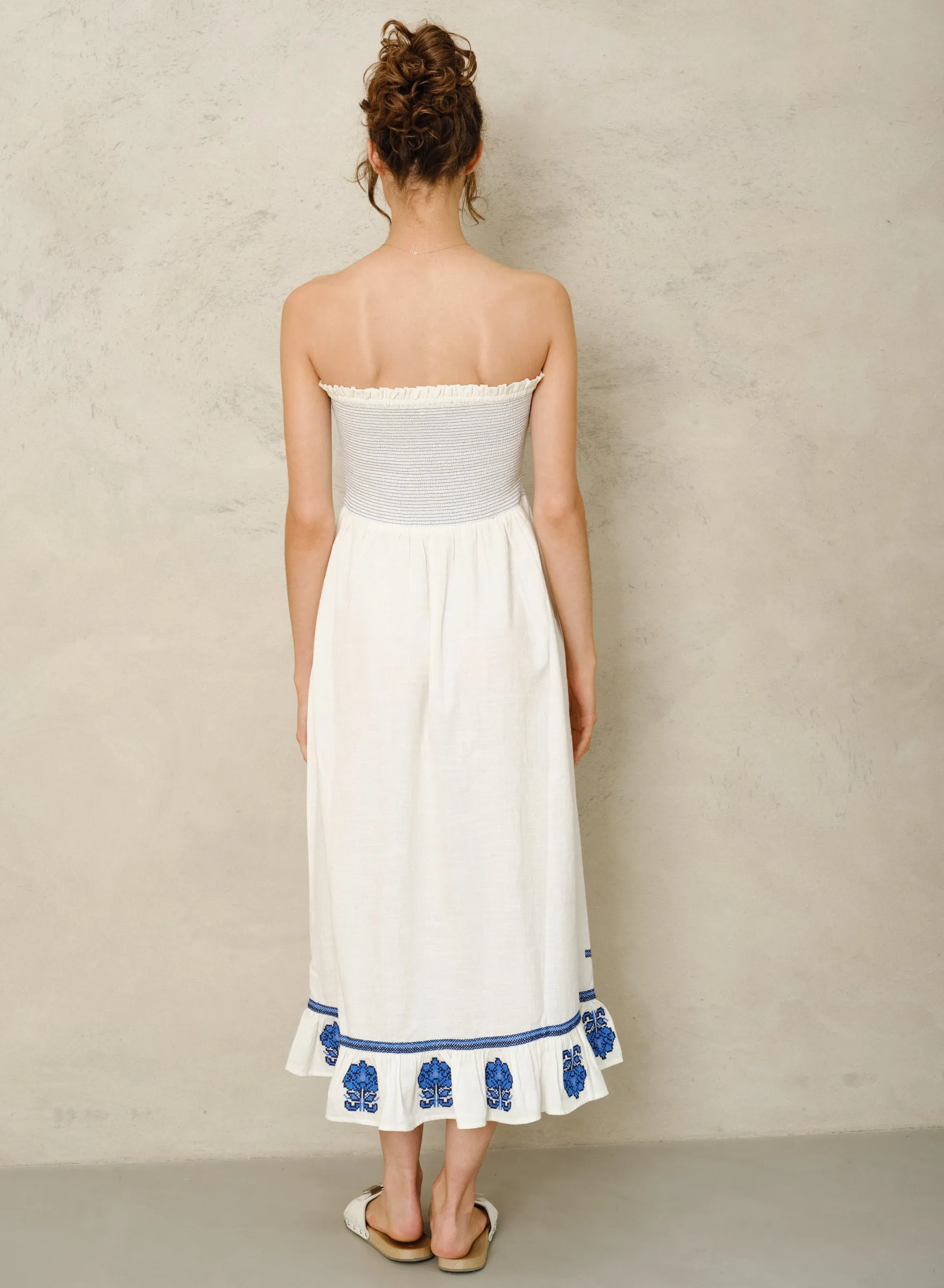 Carmi Sundress - Ecru/Blue