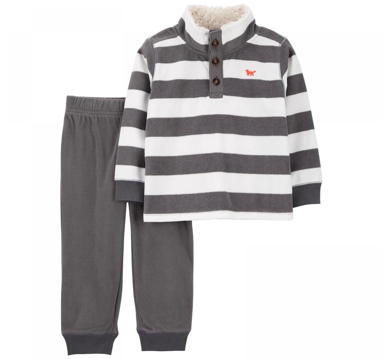 Carter's Toddler Boy Striped Fleece Pullover Sweatshirt 2Q223110 Gray Stripe 5T