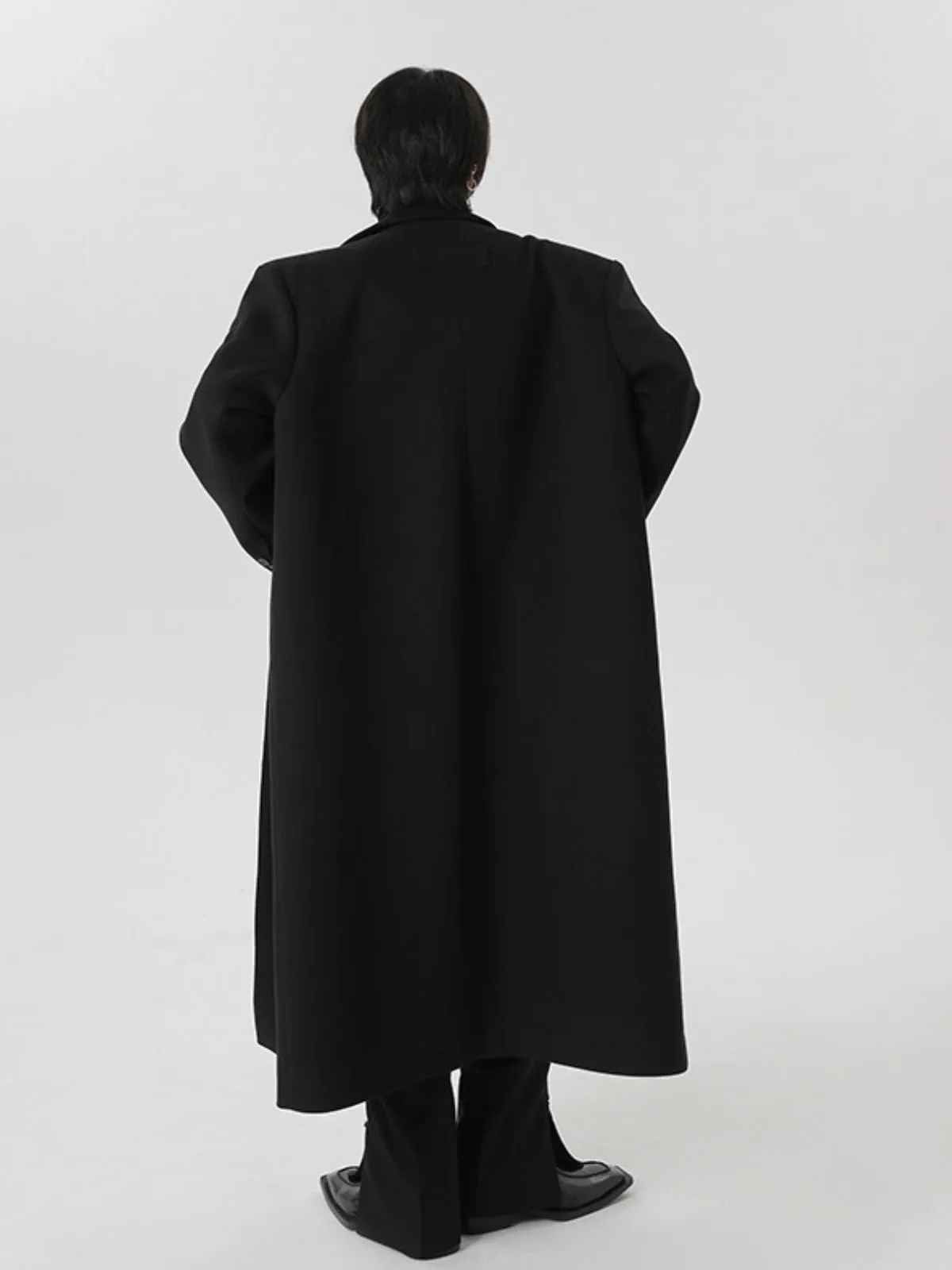 Cashmere Woolen Black Overcoat