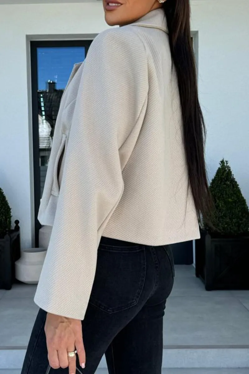 Casual Daily Buttons Gross Turn-back Collar Outerwear(5 Colors)