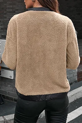 Casual Patchwork Zipper Turndown Collar Outerwear(4 Colors)