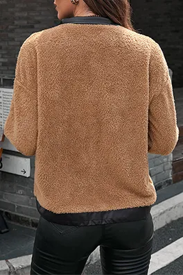 Casual Patchwork Zipper Turndown Collar Outerwear(4 Colors)