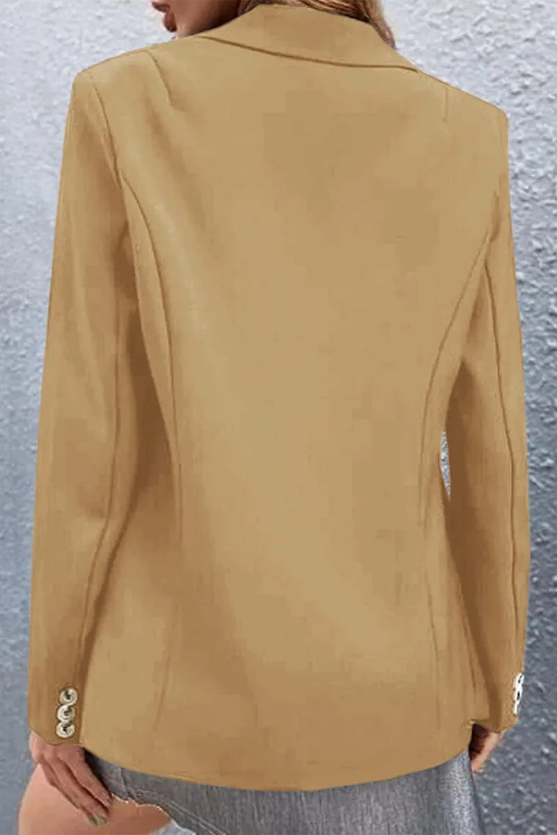 Casual Solid Buttons Turn-back Collar Outerwear(7 Colors)