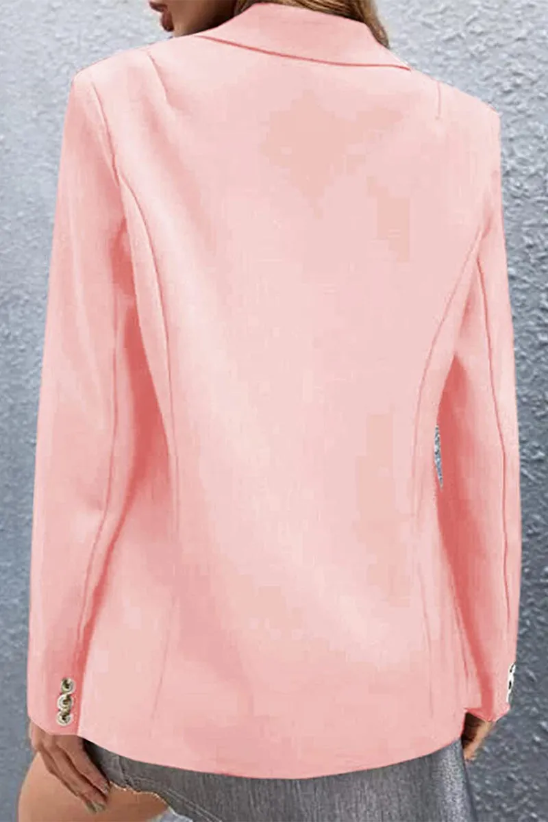 Casual Solid Buttons Turn-back Collar Outerwear(7 Colors)