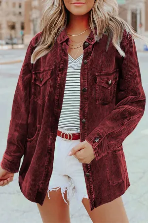 Casual Solid Pocket Buckle Turndown Collar Outerwear(7 Colors)