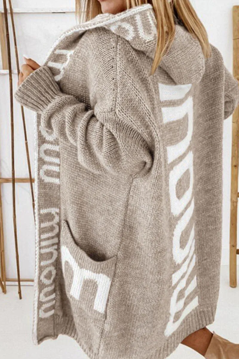 Casual Street Print Patchwork Hooded Collar Outerwear