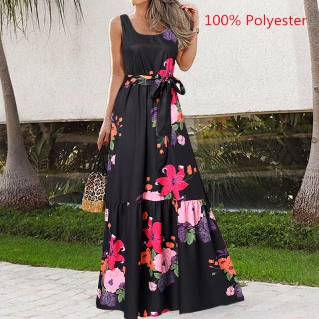 Celmia Vintage Leopard Print Sleeveless Pleated Ruffle Dress