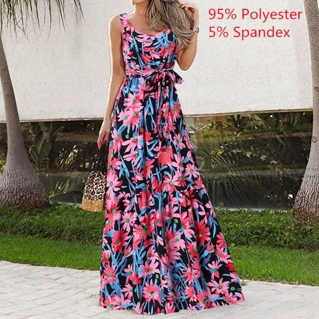 Celmia Vintage Leopard Print Sleeveless Pleated Ruffle Dress