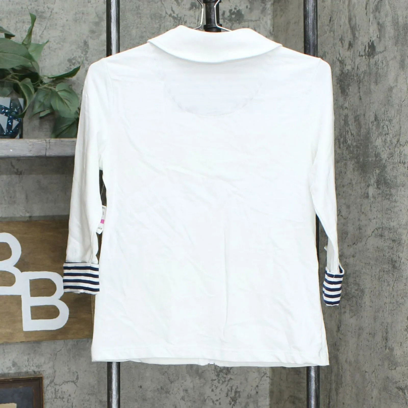 Charter Club Petite Wing Collar Striped Roll Cuff Knit Jacket