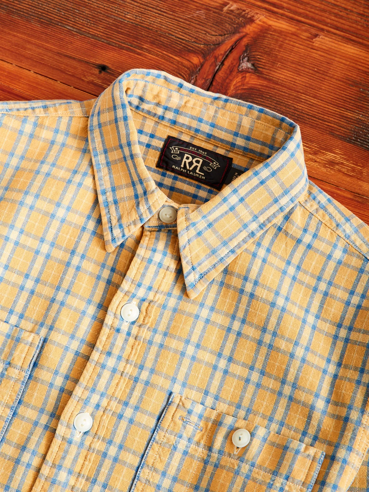 Cody Work Shirt in Tan/Indigo