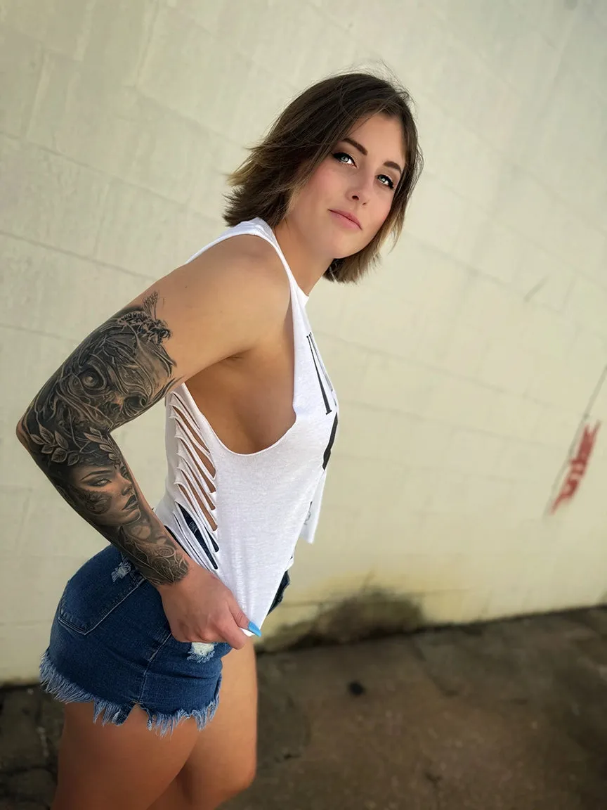 COMING ON CROP TANK TOP*WHITE*