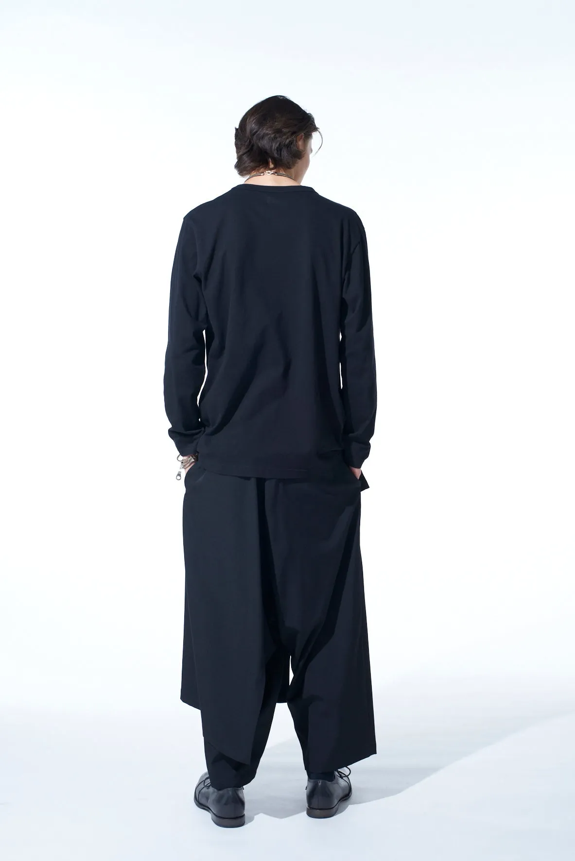COTTON JERSEY CRAPE de CHINE ASYMMETRICAL L/S T-SHIRT