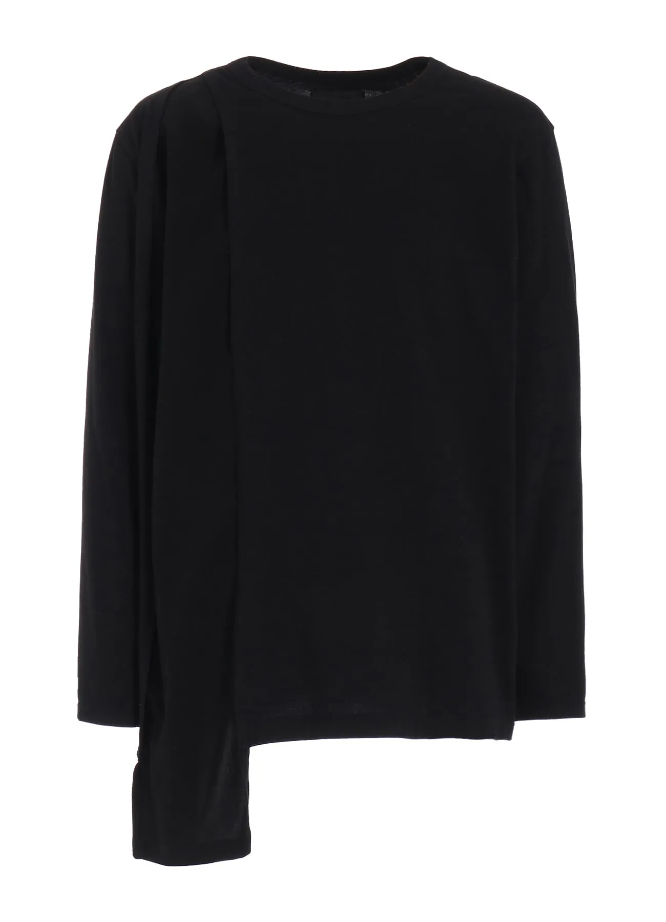 COTTON JERSEY CRAPE de CHINE ASYMMETRICAL L/S T-SHIRT