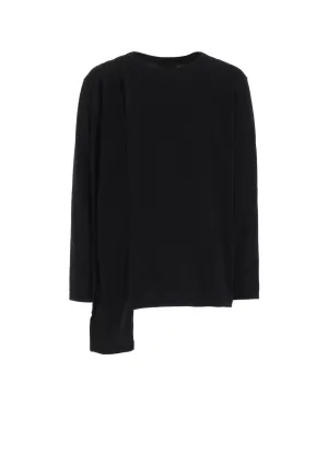 COTTON JERSEY CRAPE de CHINE ASYMMETRICAL L/S T-SHIRT