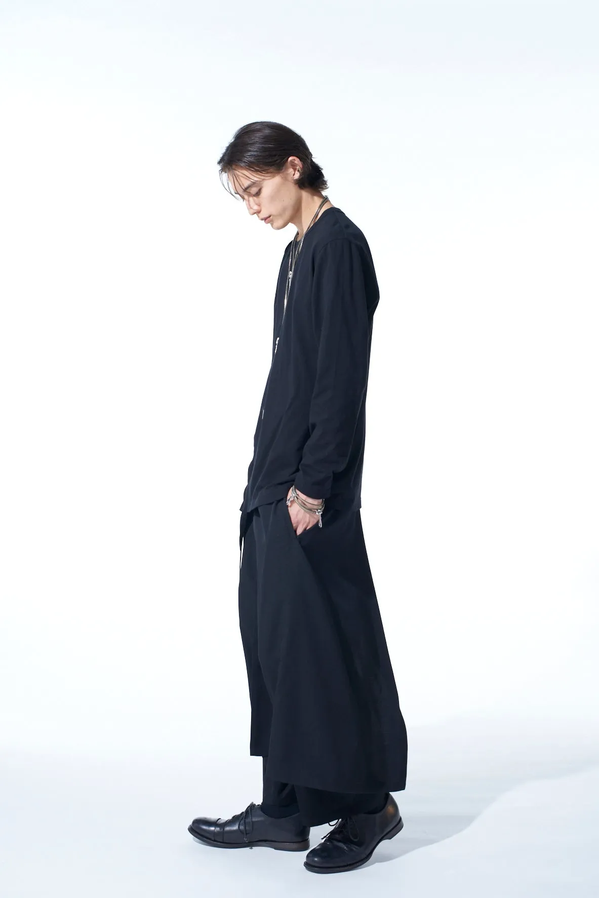 COTTON JERSEY CRAPE de CHINE ASYMMETRICAL L/S T-SHIRT