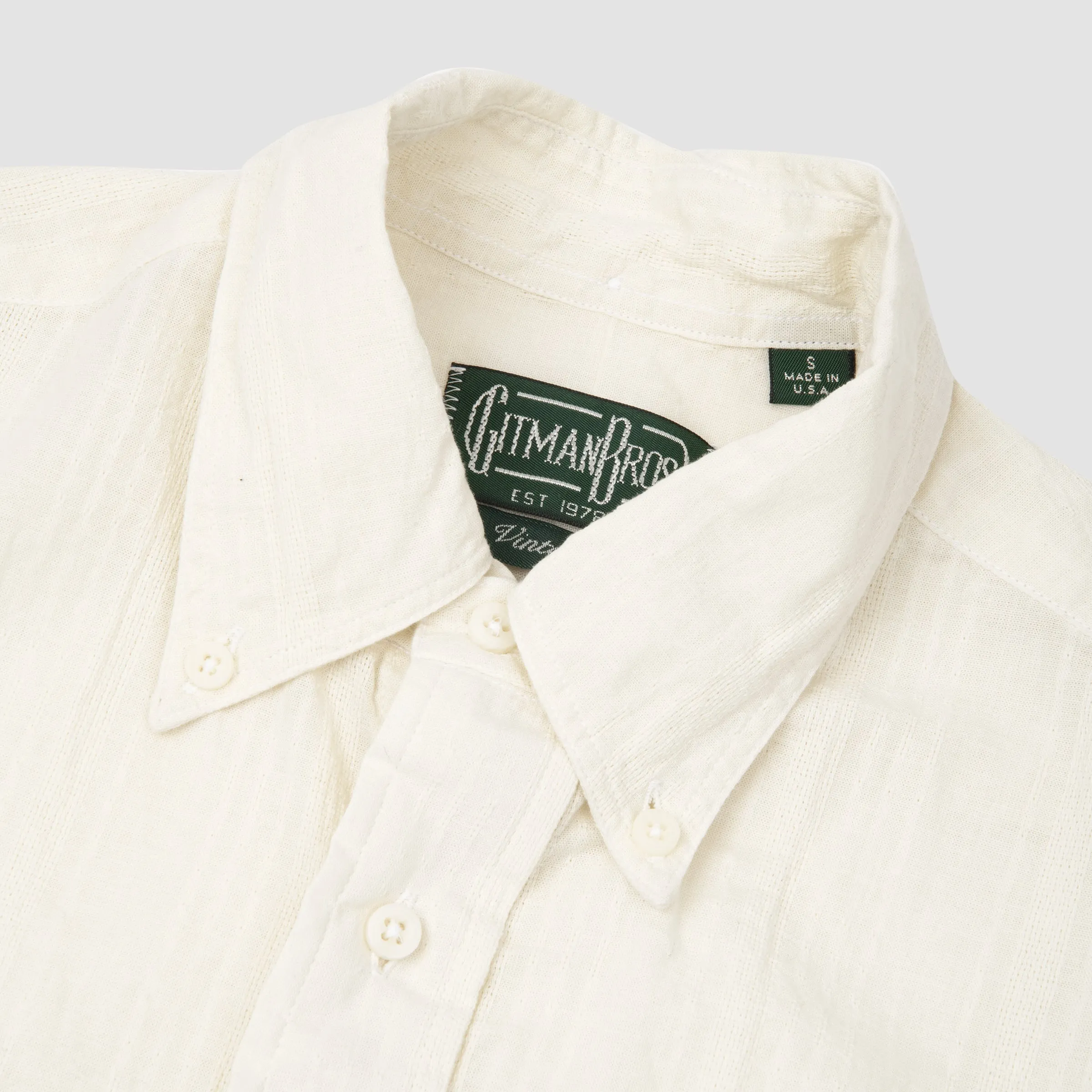 Cotton Linen Dobby Stripe Button Down Cream