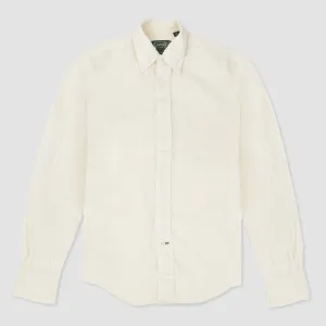 Cotton Linen Dobby Stripe Button Down Cream