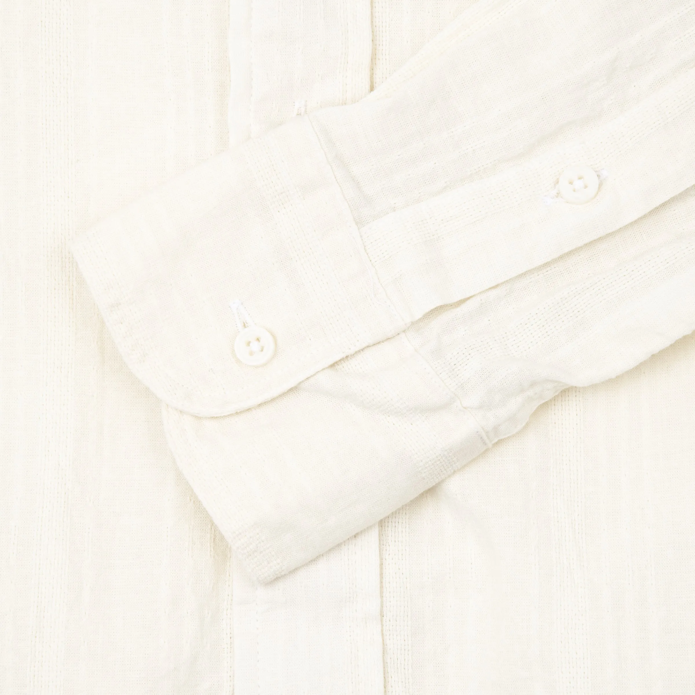 Cotton Linen Dobby Stripe Button Down Cream