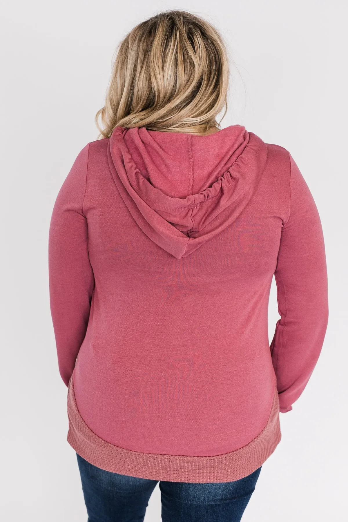 Crazy About You Drawstring Hoodie- Deep Mauve