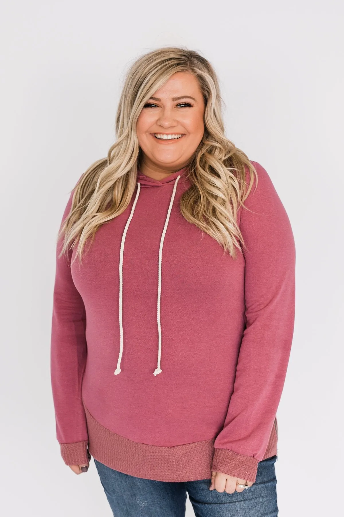 Crazy About You Drawstring Hoodie- Deep Mauve