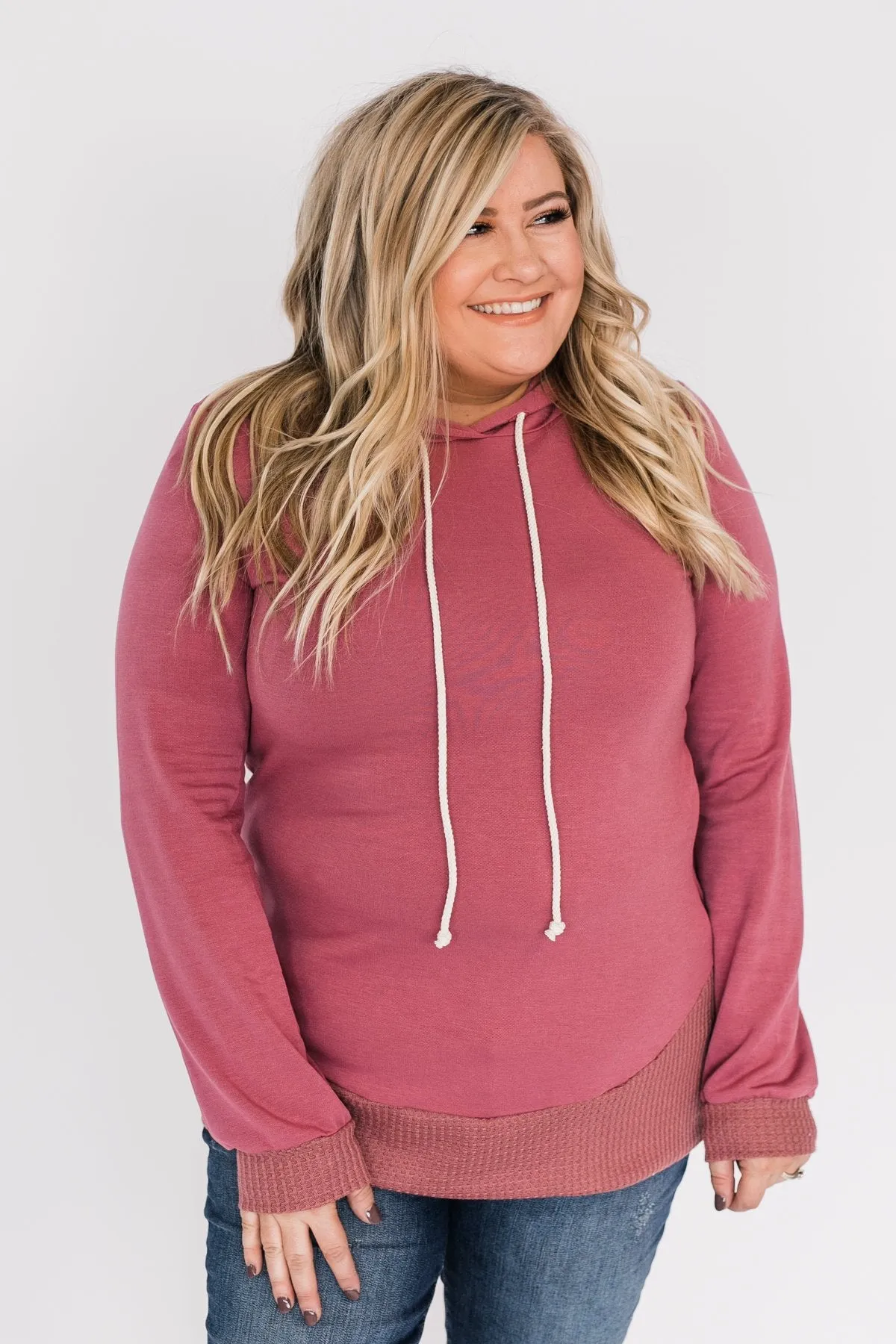 Crazy About You Drawstring Hoodie- Deep Mauve