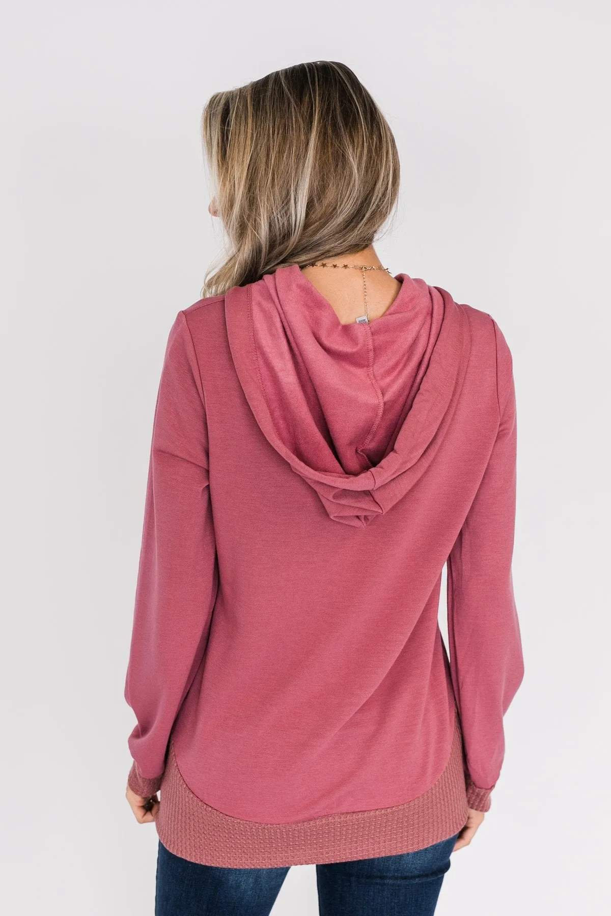 Crazy About You Drawstring Hoodie- Deep Mauve