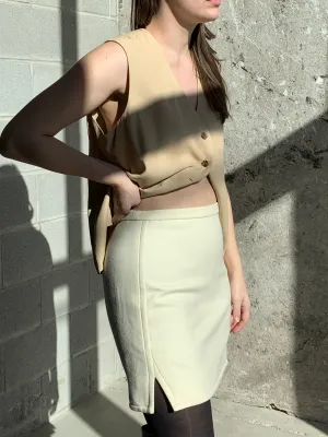 cream wool mini skirt