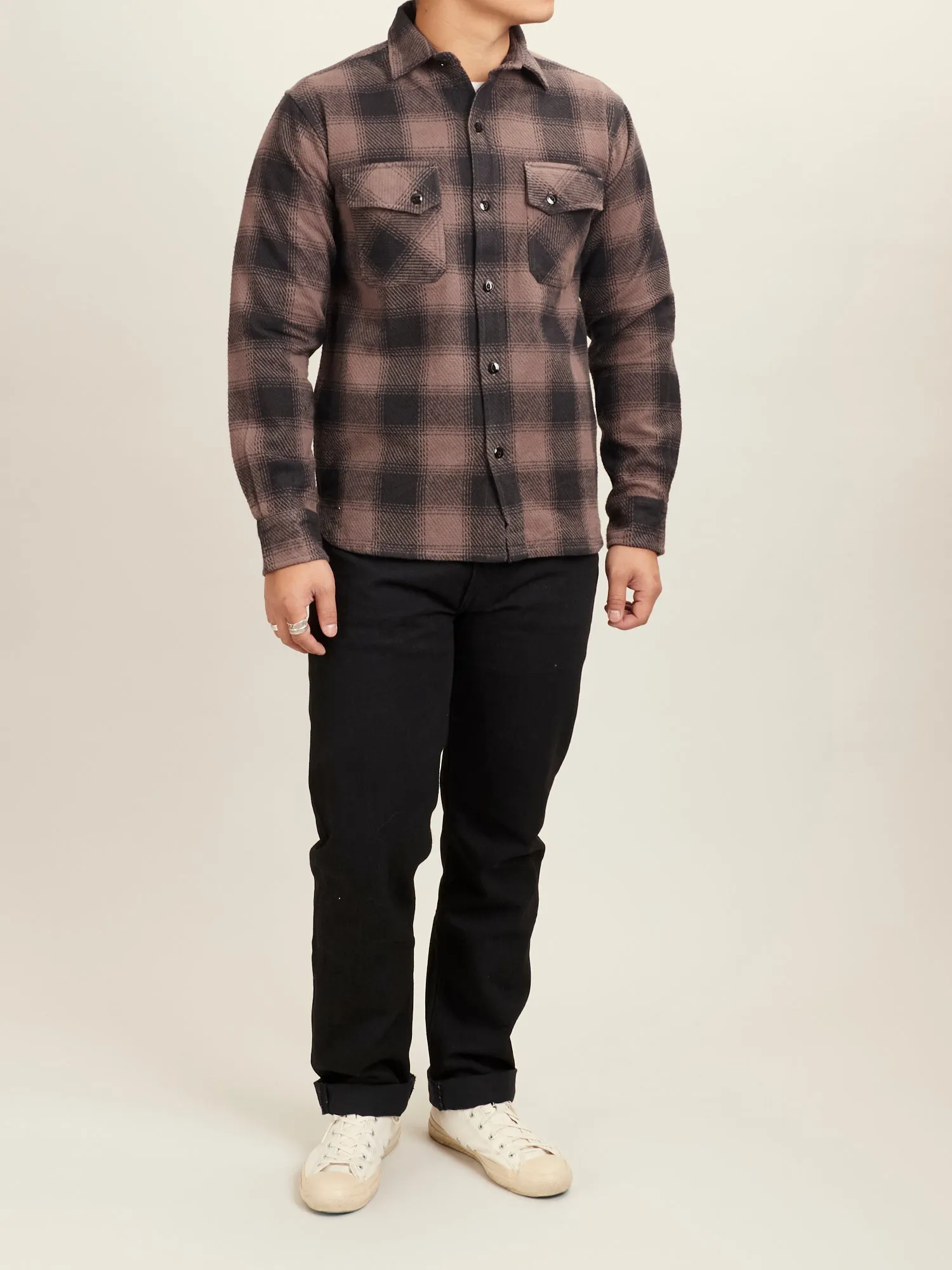 Crosscut Flannel in Charcoal Twill Plaid