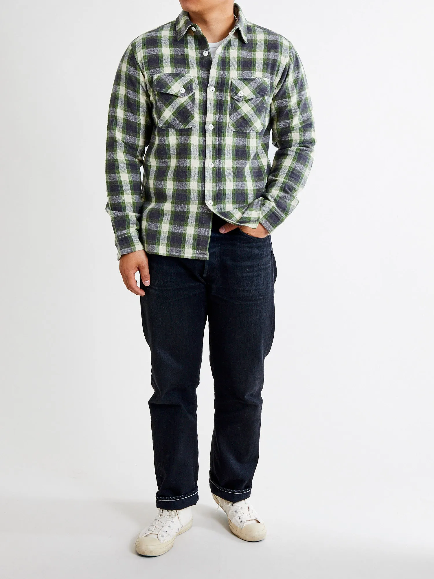 Crosscut Flannel in Emerald Shaggy Check