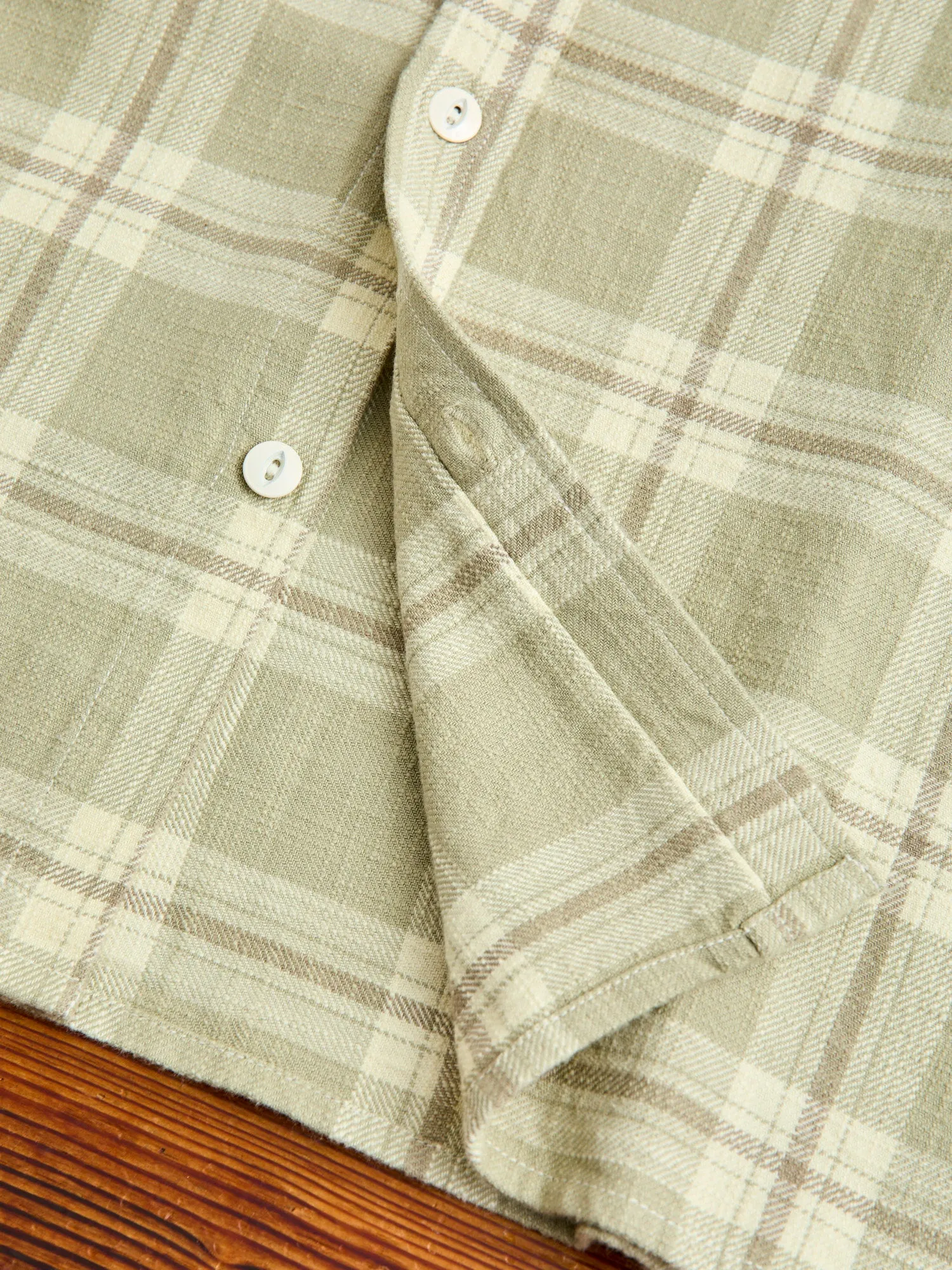 Crosscut Flannel in Seafoam Slub Check