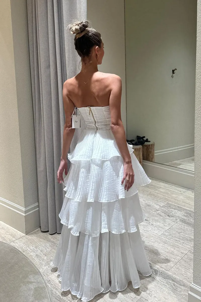 Cute A-Line  Chiffon Strapless Tiered Wedding Dresses