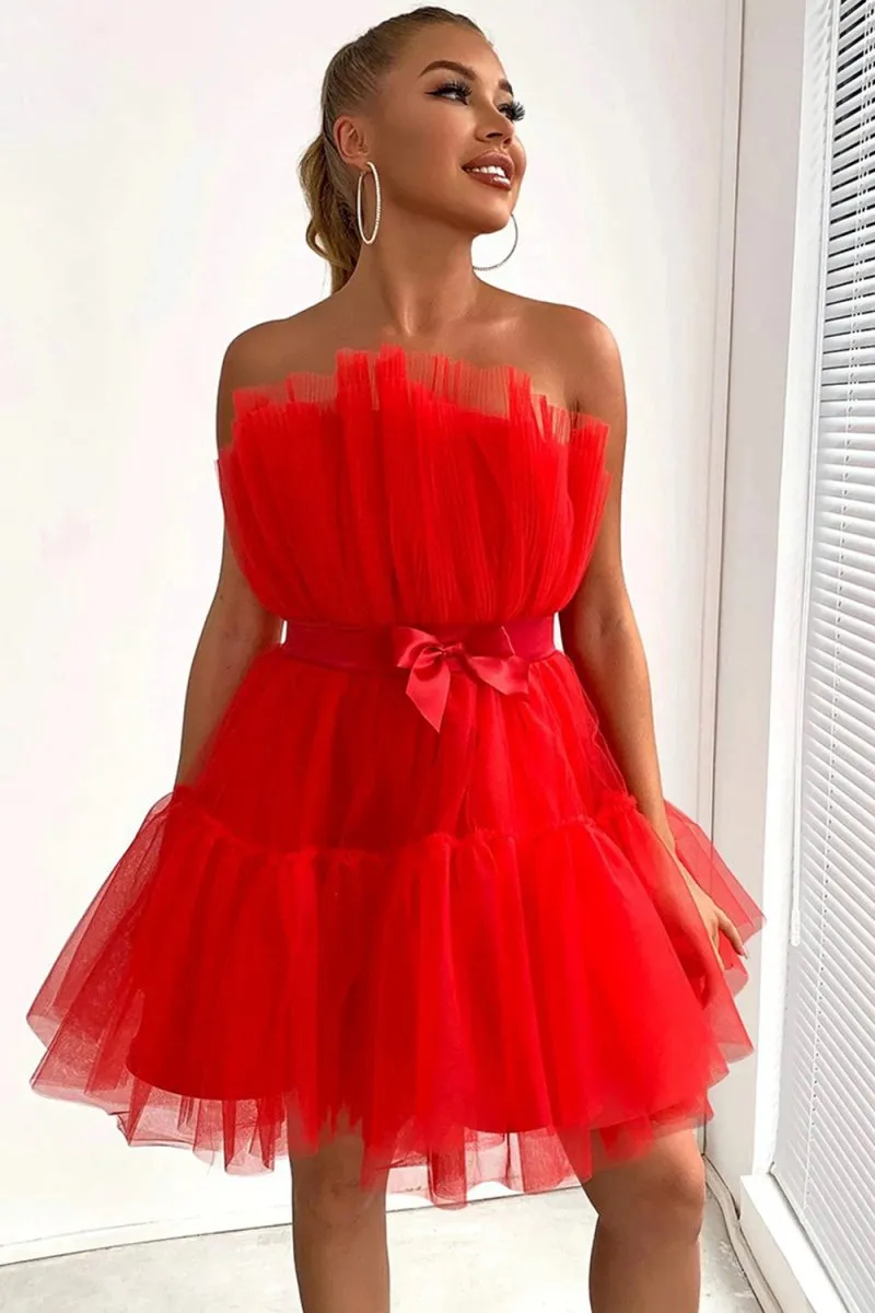 Cute A-line Strapless Short Homecoming Dresses