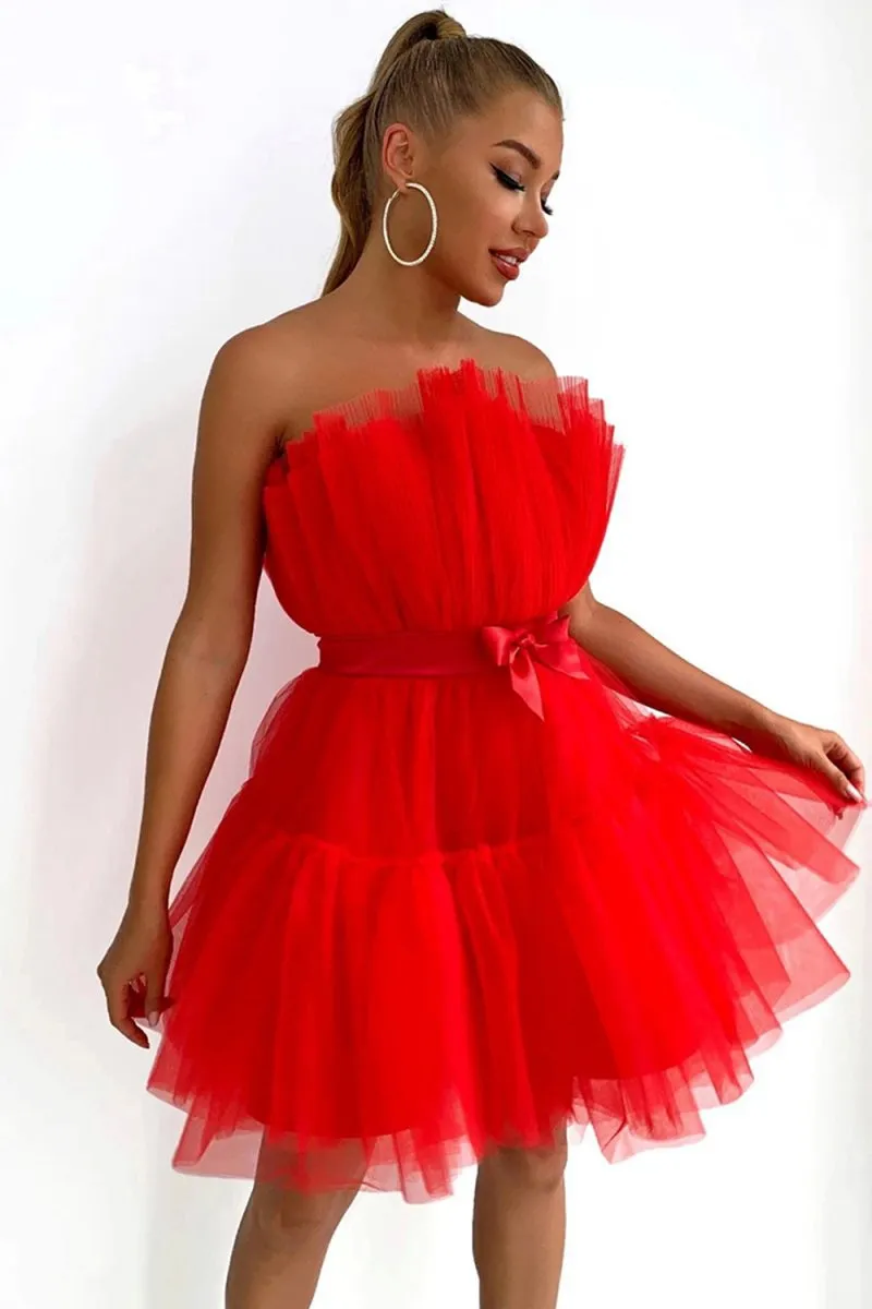 Cute A-line Strapless Short Homecoming Dresses