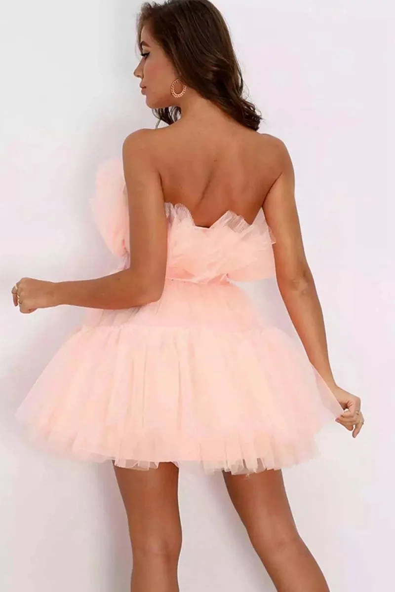 Cute A-line Strapless Short Homecoming Dresses