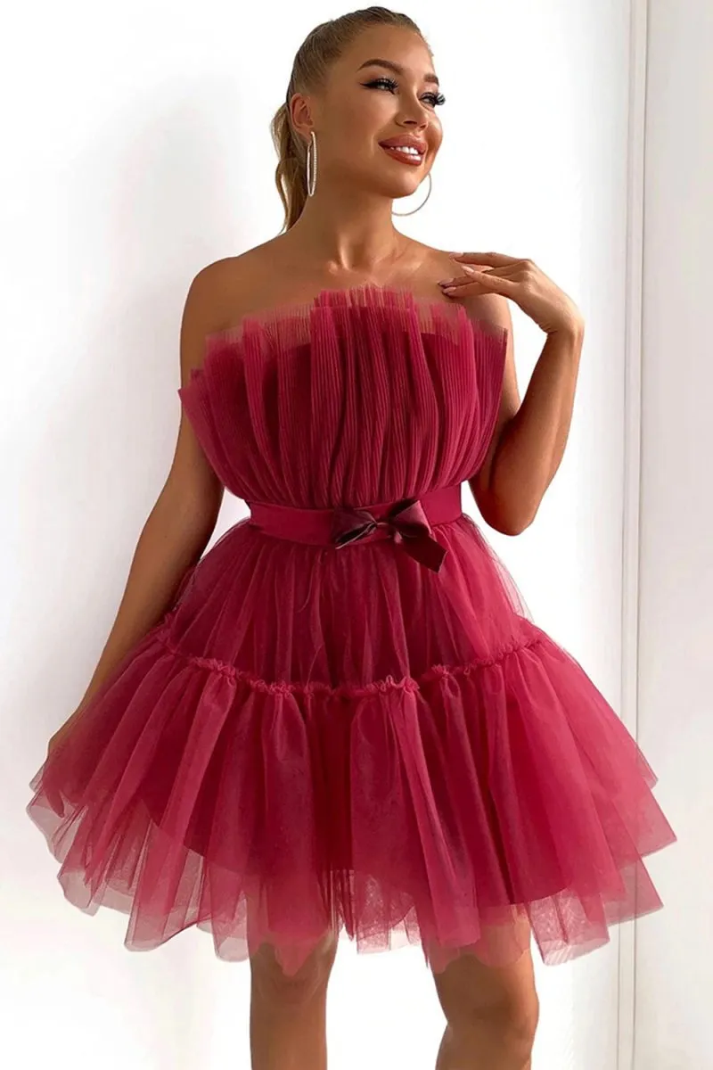 Cute A-line Strapless Short Homecoming Dresses